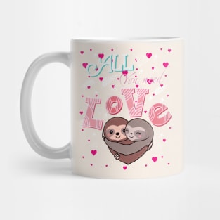 Sloths hugs, lovers couple cute, cute love Mug